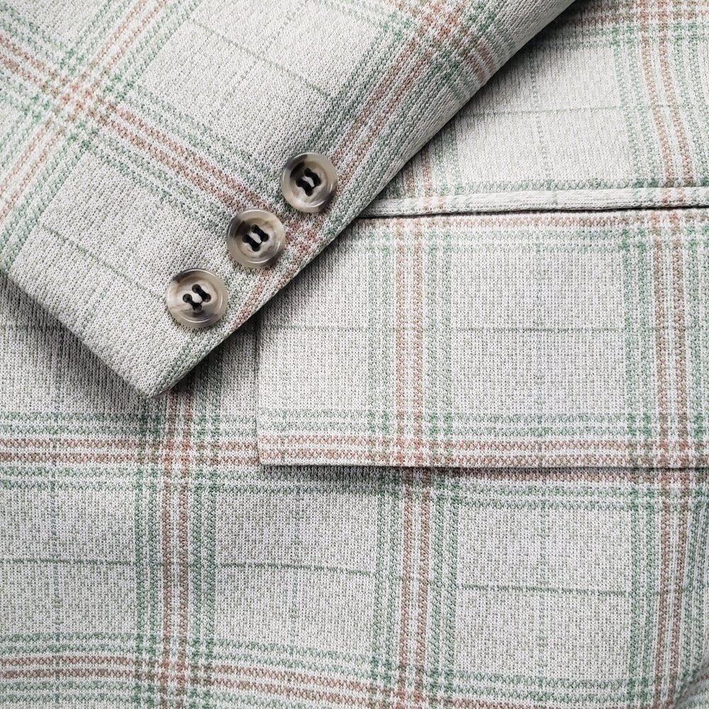 Vintage 70s Green Plaid 2pc Suit Men's 40R 34W x 29